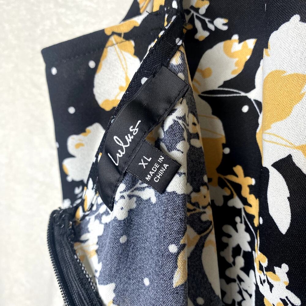 Lulus I Wanna Be Yours Floral Sleeveless Mini Slip Dress XL Black Cowl Neck - Picture 4 of 11
